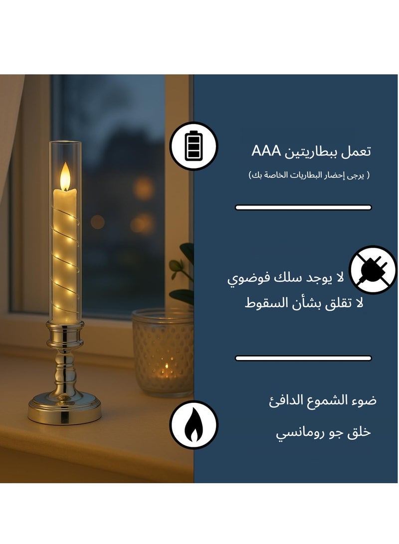 نيوب 6 قطع شموع بدون لهب مع مؤقت عن بعد، شموع LED وامضة مع ضوء سلسلة نجمية مدمجة، شموع إلكترونية رومانسية، قاعدة ذهبية، تعمل بالبطارية، مجموعة شموع زخرفية للمنزل، الزفاف، حفلات العشاء، المهرجانات - Image 2